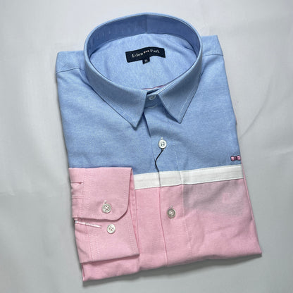 Eden Park Dual-Tone Blue and Pink Oxford Long Sleeve