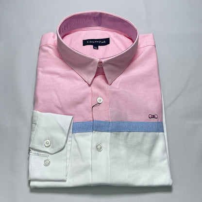 Eden Park Dual-Tone Pink and White Oxford Long Sleeve