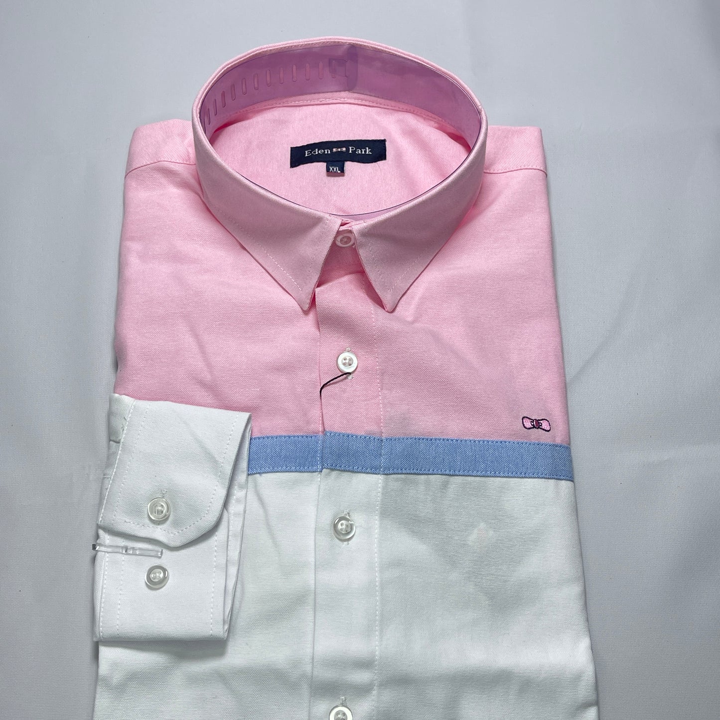 Eden Park Dual-Tone Pink and White Oxford Long Sleeve