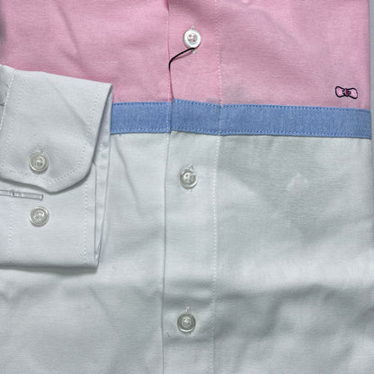 Eden Park Dual-Tone Pink and White Oxford Long Sleeve