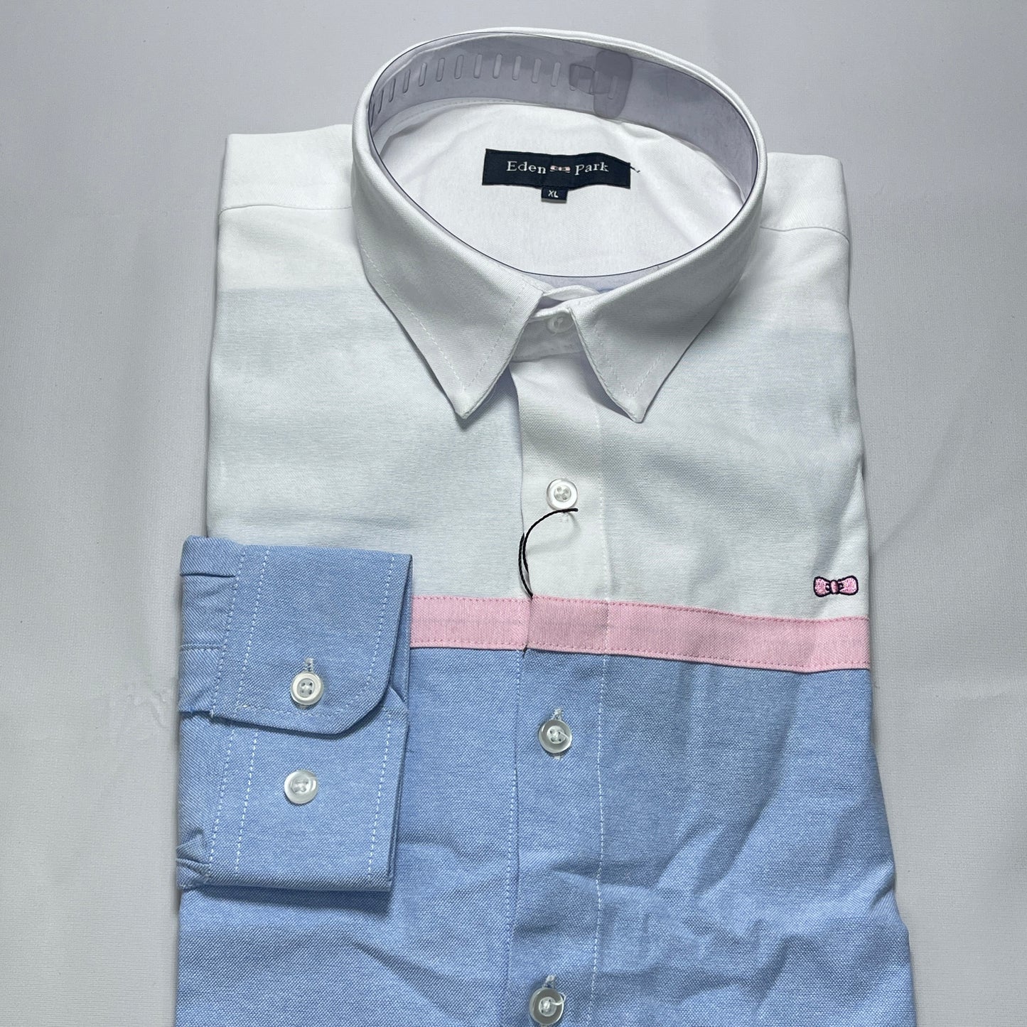 Eden Park Dual-Tone White and Blue Oxford Long Sleeve