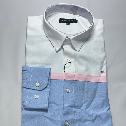 Eden Park Dual-Tone White and Blue Oxford Long Sleeve