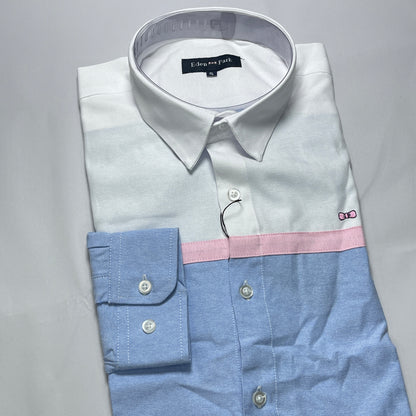 Eden Park Dual-Tone White and Blue Oxford Long Sleeve