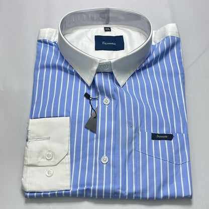 Blue Striped Faconnable Men Shirt
