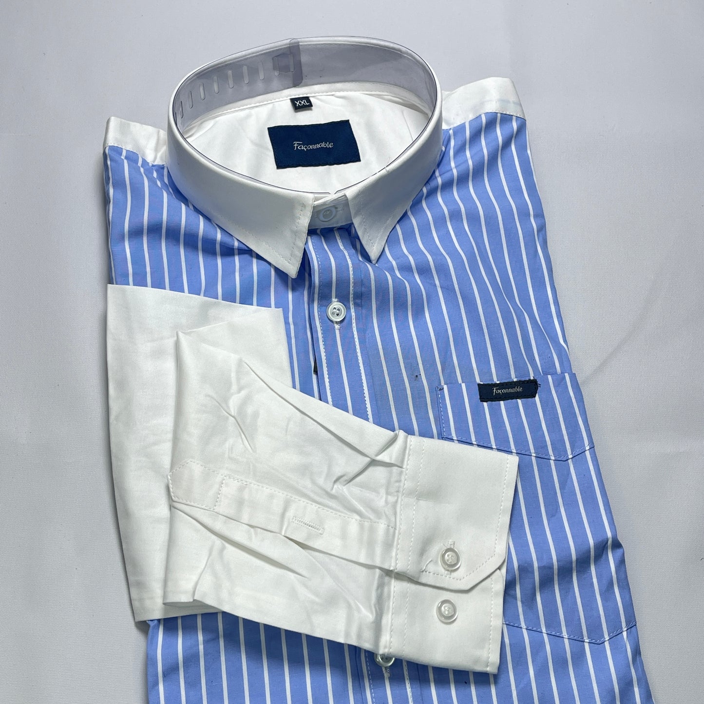 Blue Striped Faconnable Men Shirt