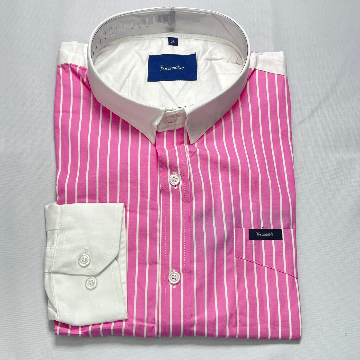 Pink Striped Faconnable Men Shirt