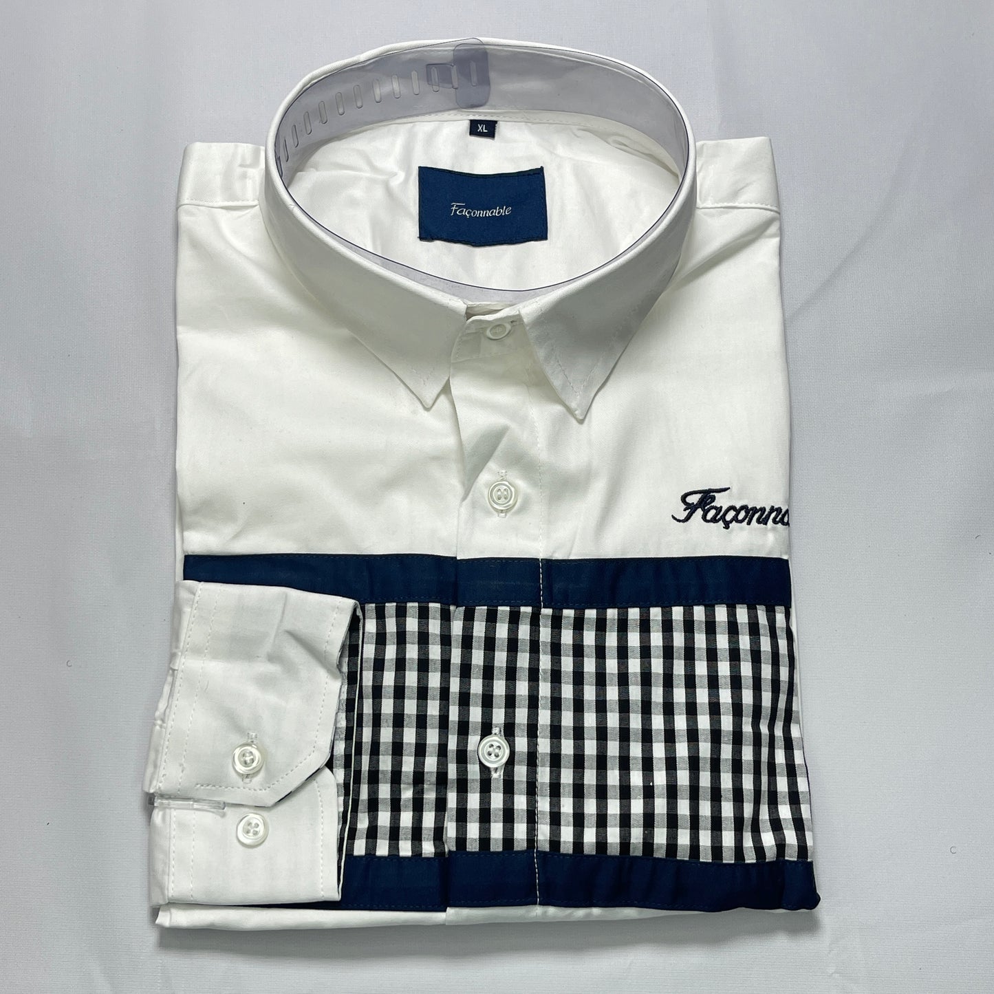 Men's White Check Faconnable Shirt