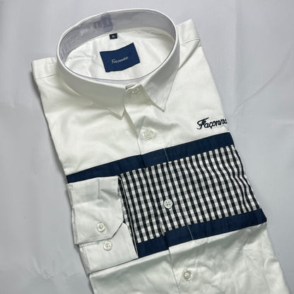 Men's White Check Faconnable Shirt