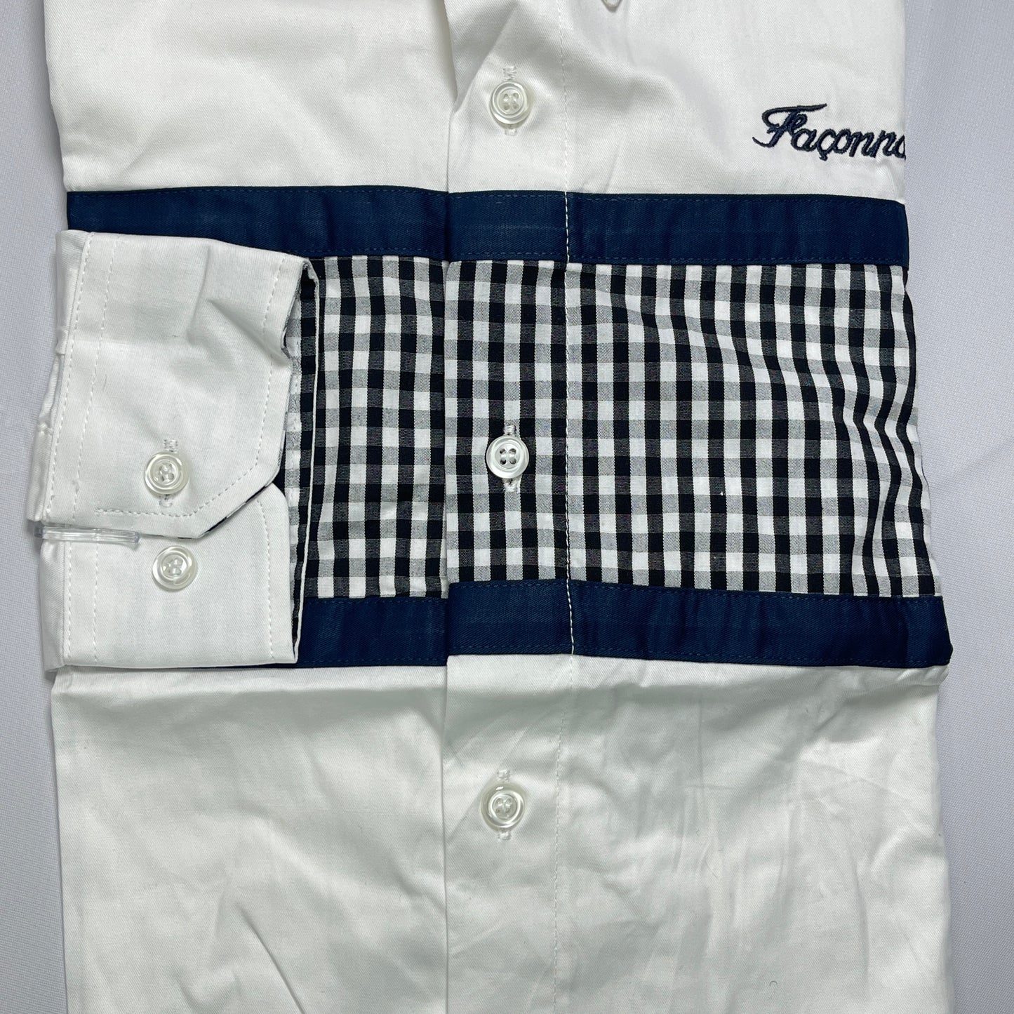 Men's White Check Faconnable Shirt