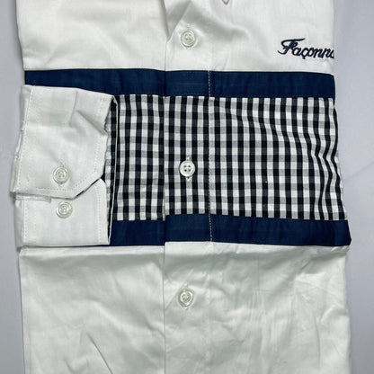 Men's White Check Faconnable Shirt