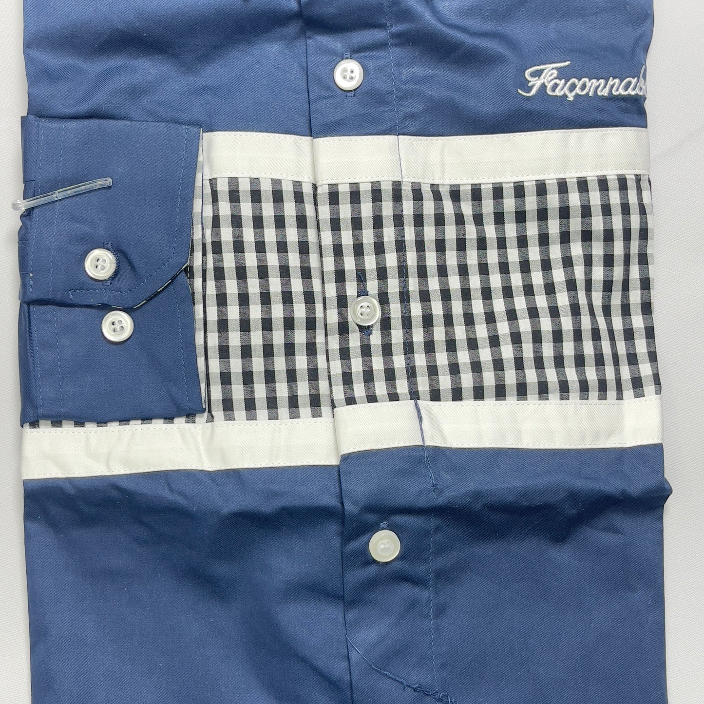 Men's Navy Blue Check Faconnable Shirt