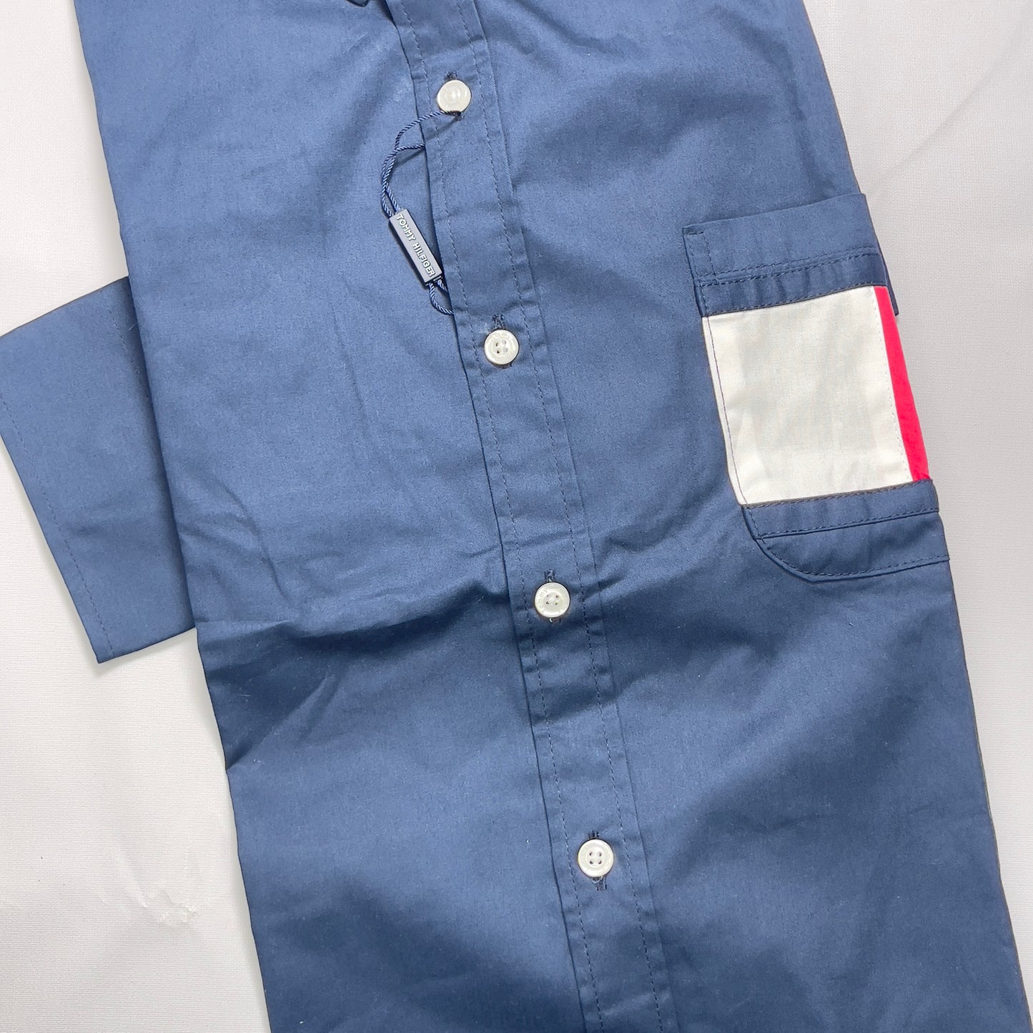 Men Custom Fit Navy Blue Oxford Long Sleeve-TH006