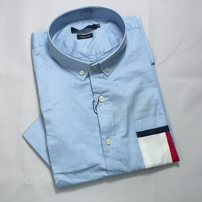 Men Custom Fit Sky Blue Oxford Long Sleeve-TH004