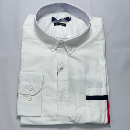 Men Custom Fit White Oxford Long Sleeve-TH002