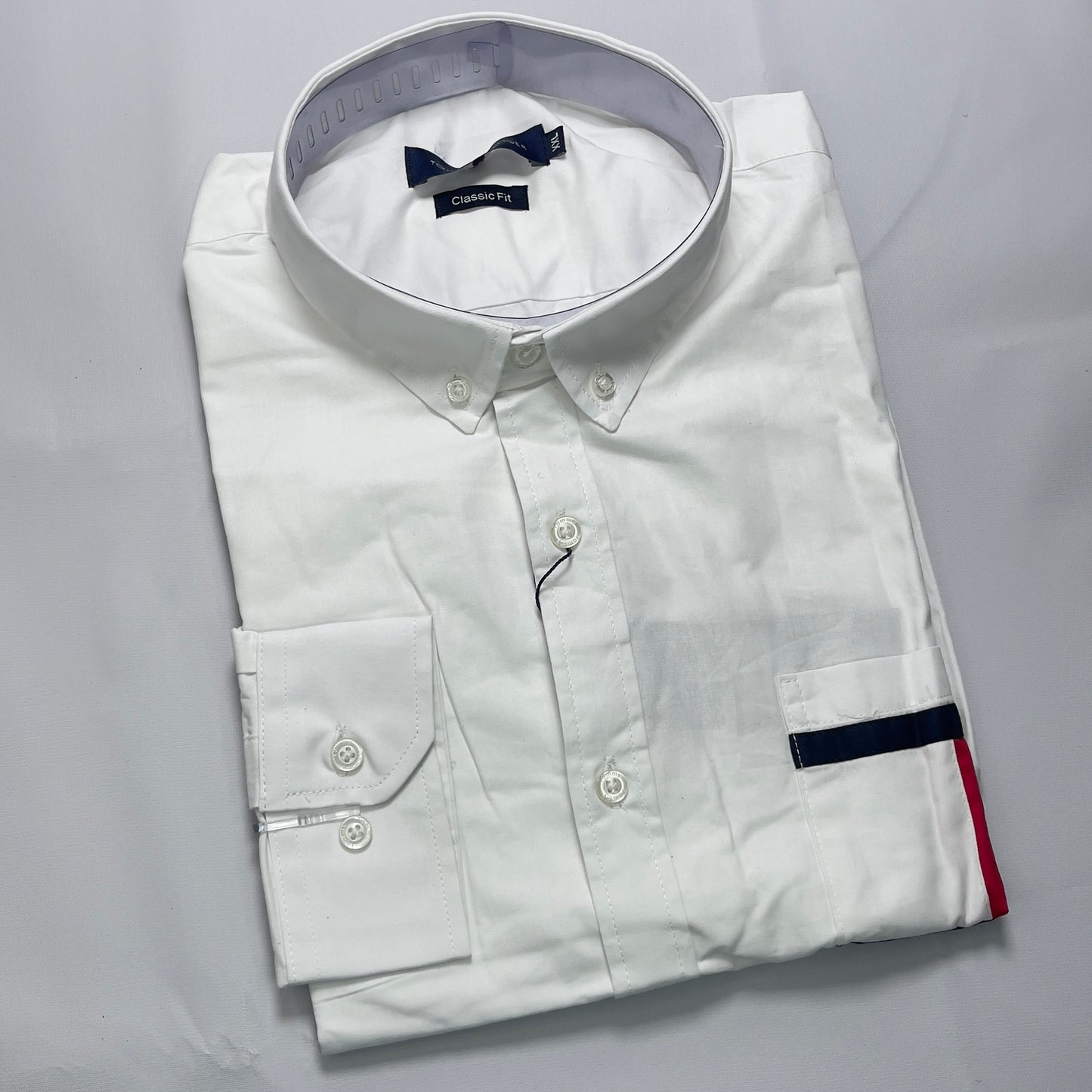 Men Custom Fit White Oxford Long Sleeve-TH002