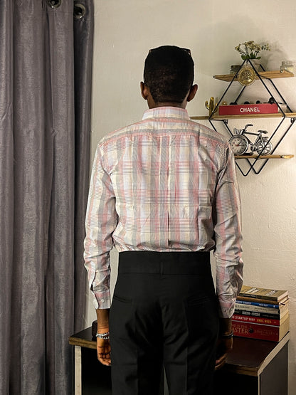 Men's Custom Slim Fit Oxford Check  Long Sleeves -THL 233