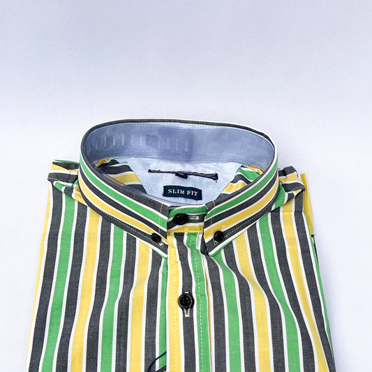 Men's Custom Slim Fit Oxford Striped Long Sleeves -THL 247