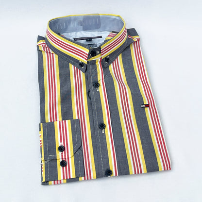 Men's Custom Slim Fit Oxford Striped Long Sleeves -THL 249