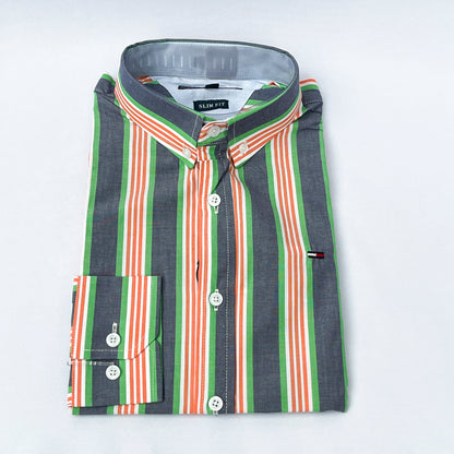 Men's Custom Slim Fit Oxford Striped Long Sleeves -THL 251