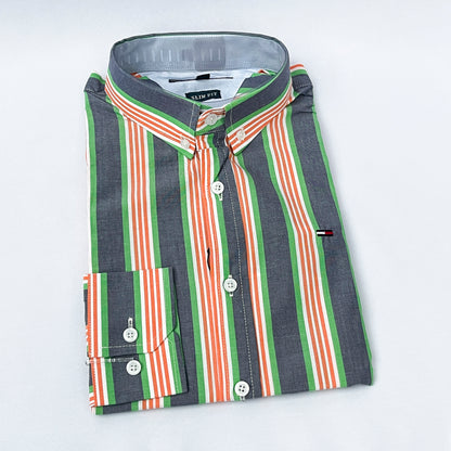 Men's Custom Slim Fit Oxford Striped Long Sleeves -THL 251