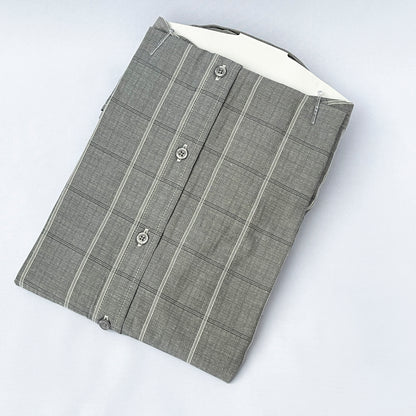 Men's Custom Slim Fit Oxford Gray Striped Long Sleeves -THL 253