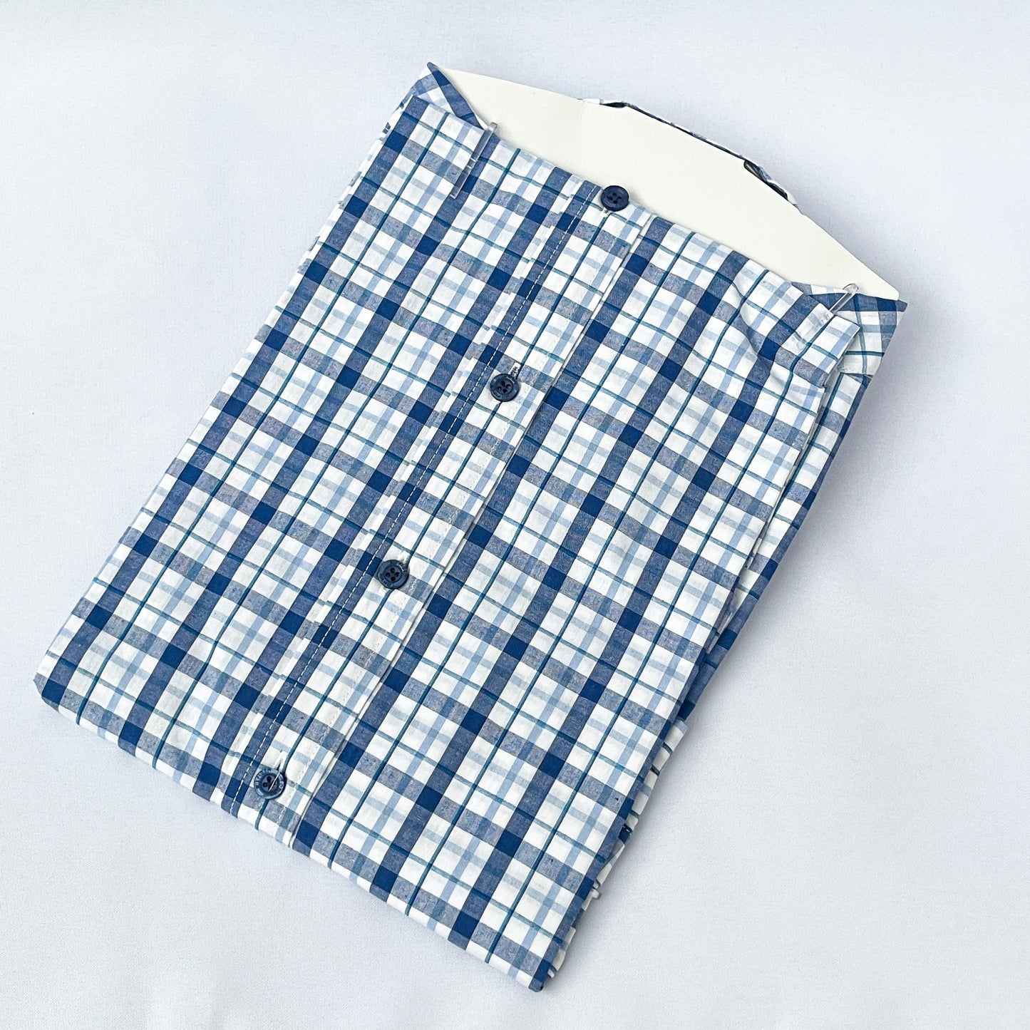 Men's Custom Slim Fit Oxford Blue Check Long Sleeves -THL 255