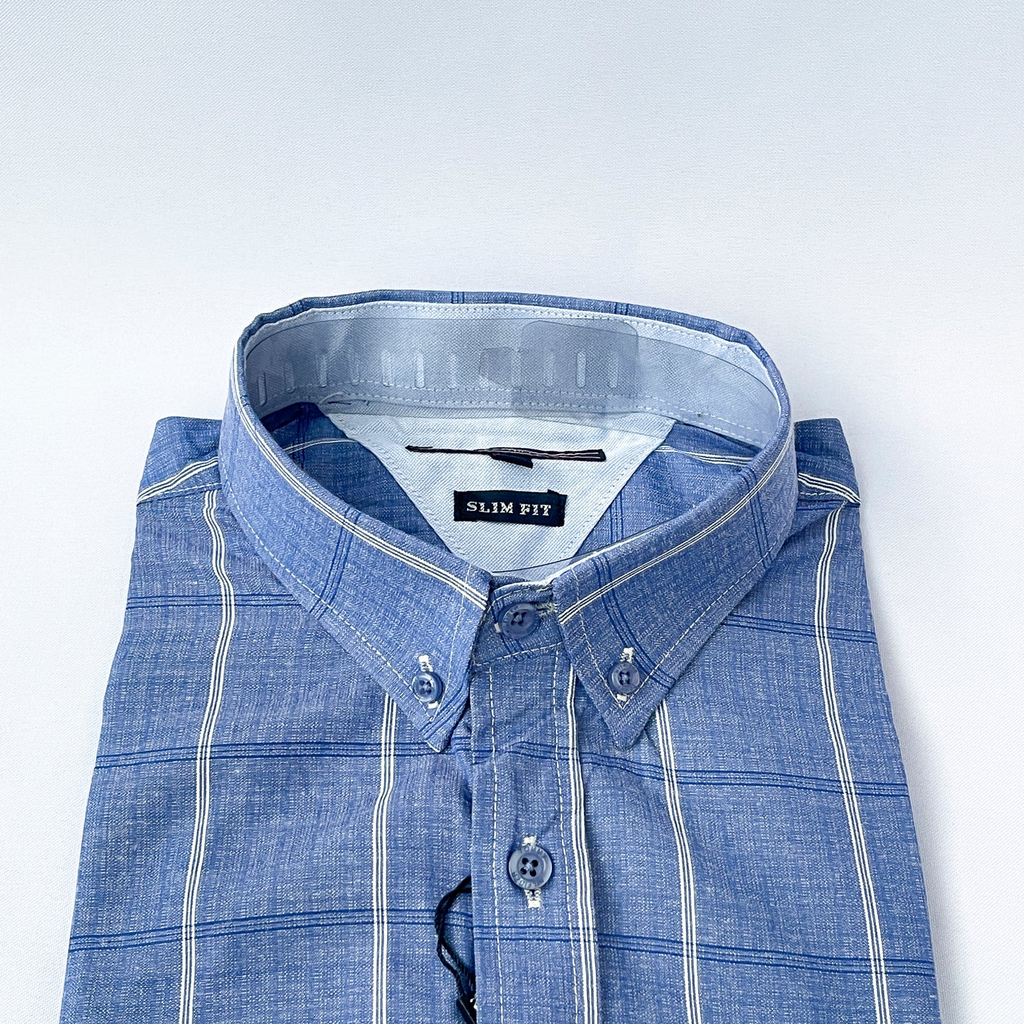 Men's Custom Slim Fit Oxford Blue Striped Long Sleeves -THL 257