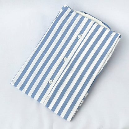 Men's Custom Slim Fit Oxford Blue Striped Long Sleeve -THL 2611