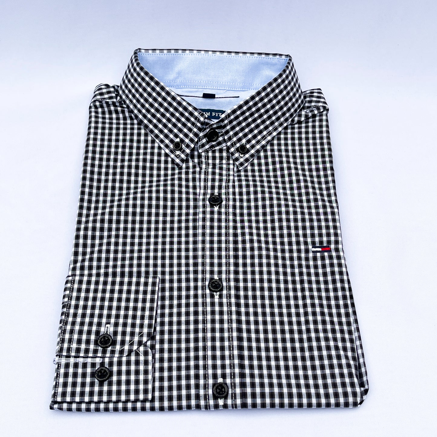 Men's Custom Slim Fit Oxford Shepherd Check Long Sleeves -THL 219