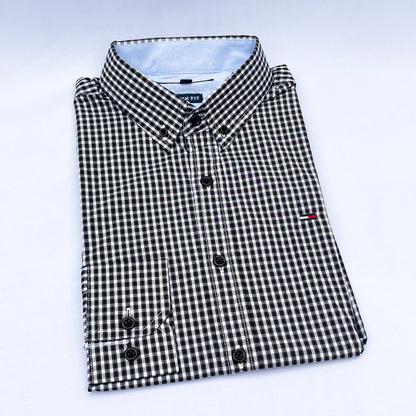 Men's Custom Slim Fit Oxford Shepherd Check Long Sleeves -THL 219