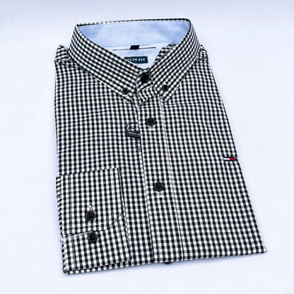 Men's Custom Slim Fit Oxford Vichy Check Long Sleeves -THL 221