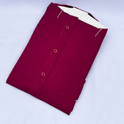 Men's Custom Slim Fit Oxford Burgundy Long Sleeves -THL 227