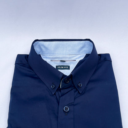 Men's Custom Slim Fit Oxford Navy Blue Long Sleeves -THL 229