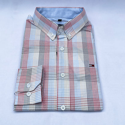 Men's Custom Slim Fit Oxford Check  Long Sleeves -THL 233