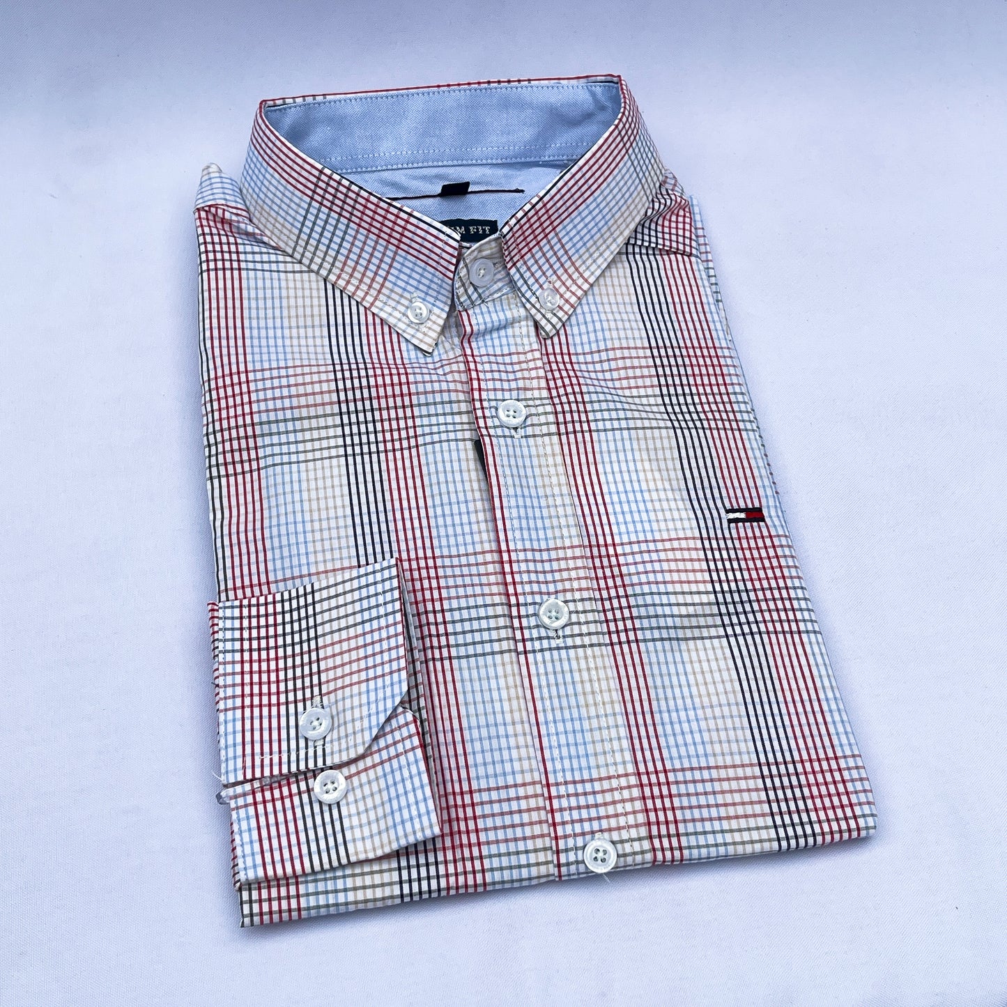 Men's Custom Slim Fit Oxford Check  Long Sleeves -THL 233