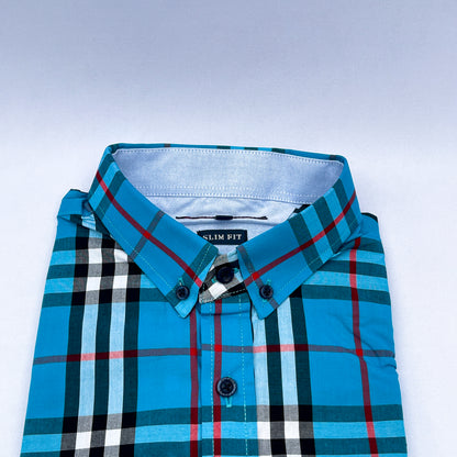 Men's Custom Slim Fit Oxford Check  Long Sleeves -THL 237