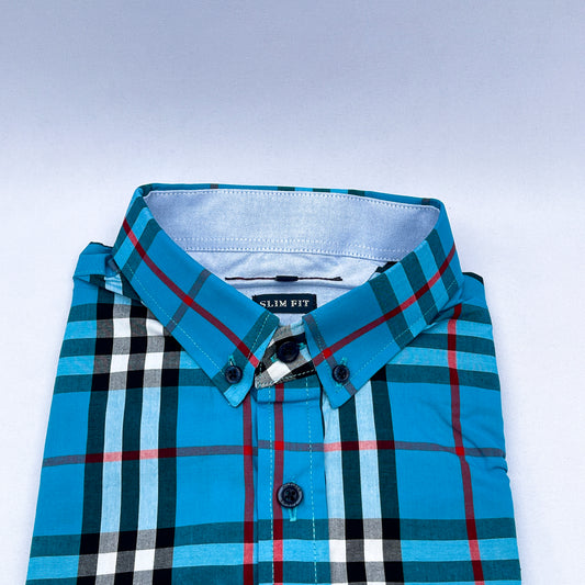 Men's Custom Slim Fit Oxford Check  Long Sleeves -THL 237