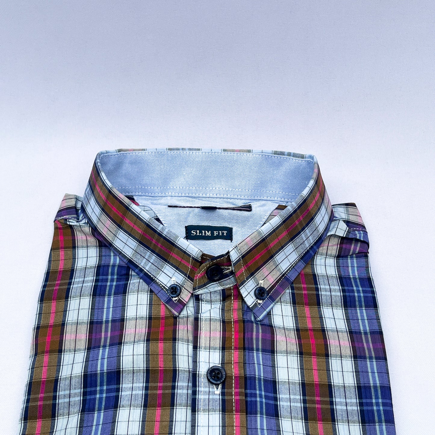 Men's Custom Slim Fit Oxford Check  Long Sleeves -THL 239