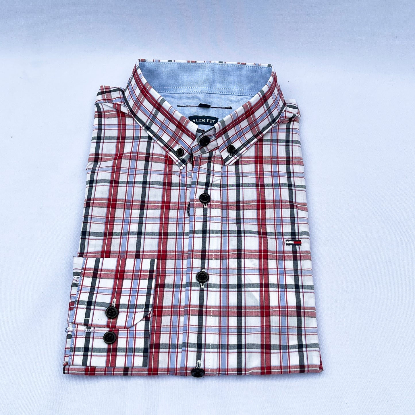 Men's Custom Slim Fit Oxford Check  Long Sleeves -THL 243