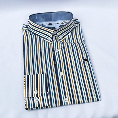 Men's Custom Slim Fit Oxford Striped Long Sleeves -THL 245