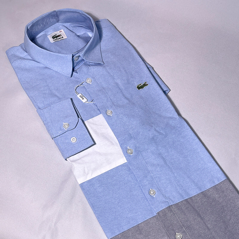 Men Blue-Gray Custom Fit Shirt