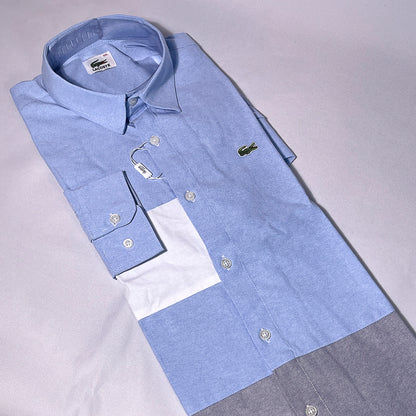 Men Blue-Gray Custom Fit Shirt