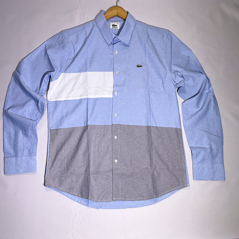 Men Blue-Gray Custom Fit Shirt