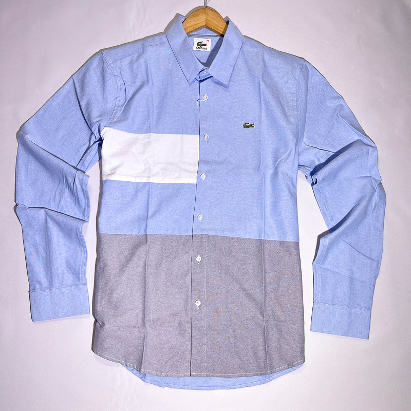 Men Blue-Gray Custom Fit Shirt