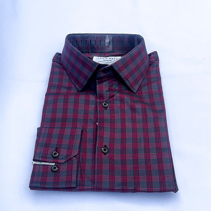 Men's Custom Fit Red Check Long Sleeve CT046