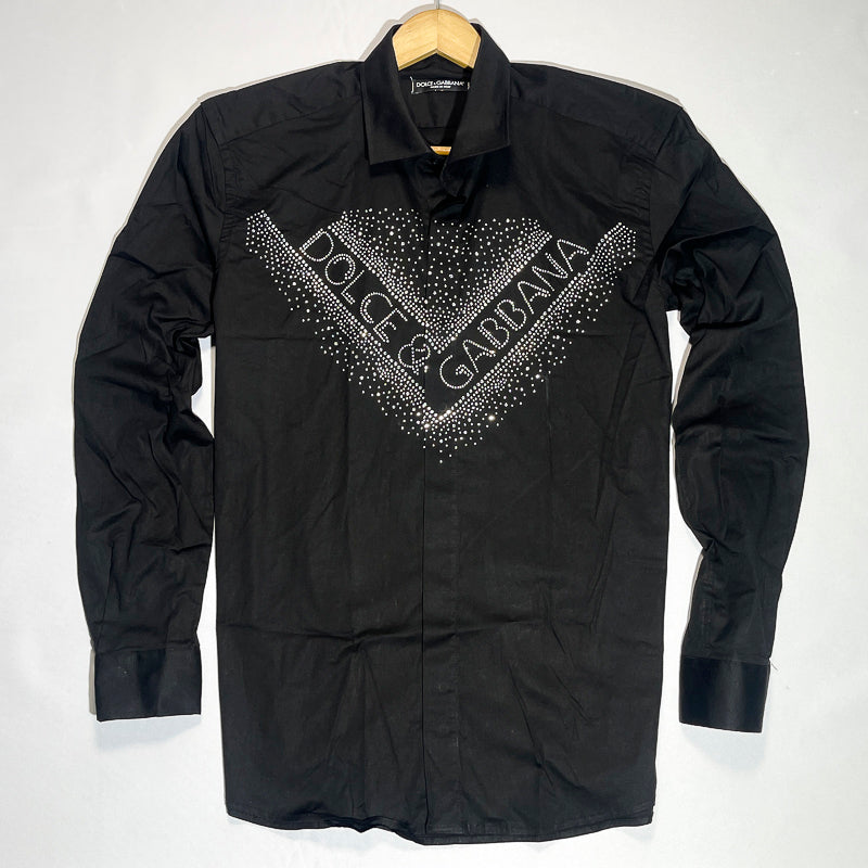 DG Black Long Sleeve Signature Rhinestone Shirt