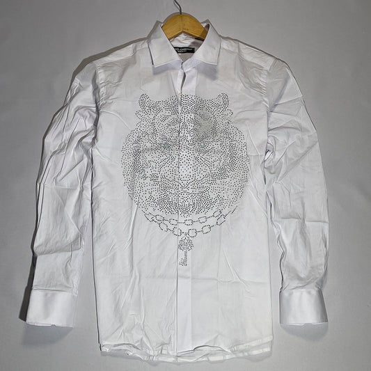 DG White Long Sleeve Tiger Stud Shirt