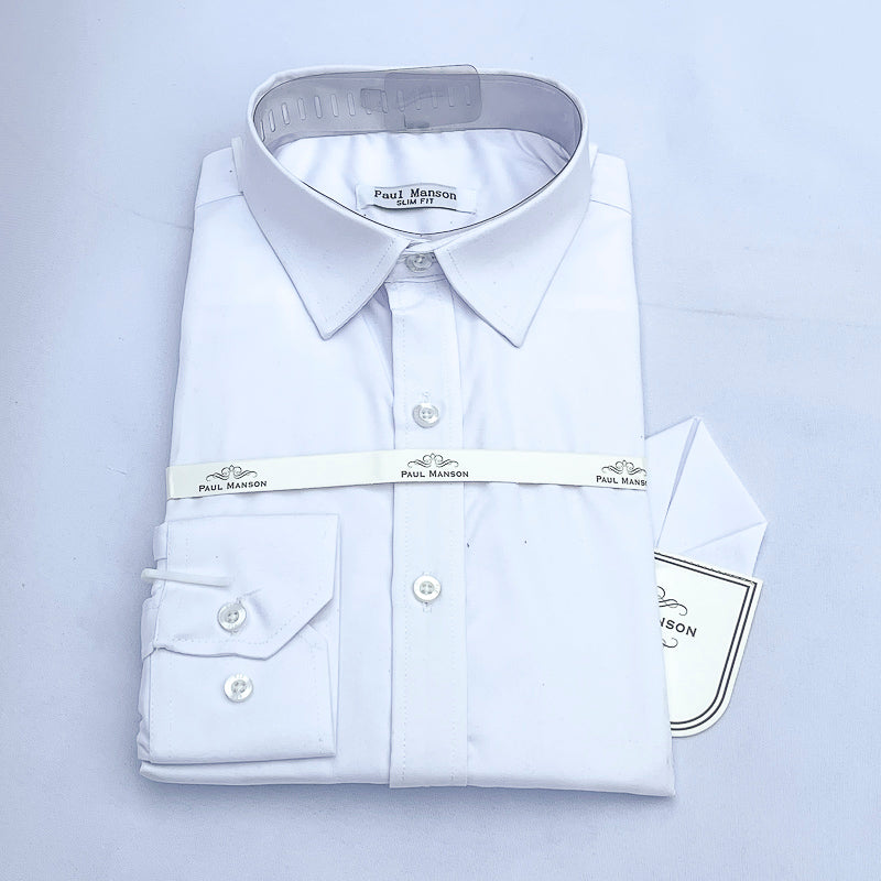 Men Custom Fit White Long Sleeve- PM81