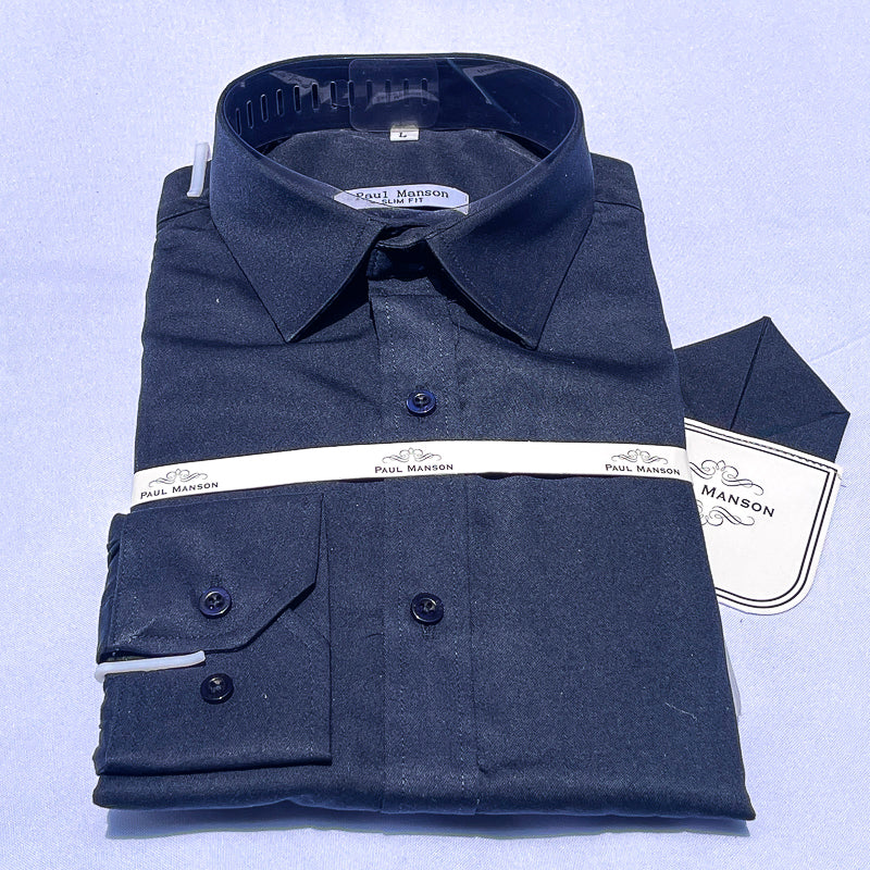 Men Custom Fit Navy Blue Long Sleeve- PM050