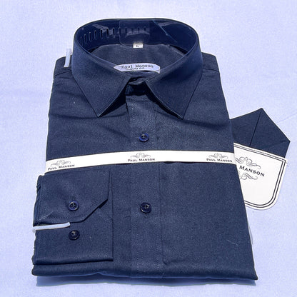 Men Custom Fit Navy Blue Long Sleeve- PM050